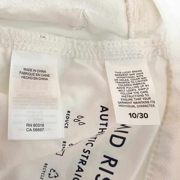 Lucky Brand Mid-Rise Cropped Button-Fly Authentic Straight Jeans White 10 / 30 - Picture 3 of 7